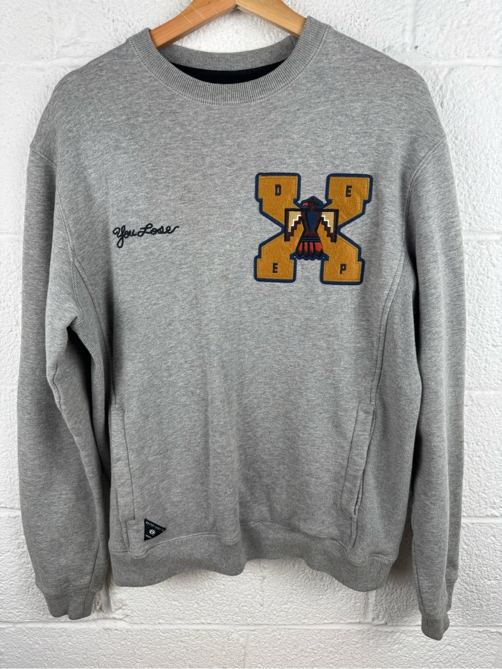 10.Deep Rise Above Tenth Division Embroidered Crewneck Sweatshirt Gray M